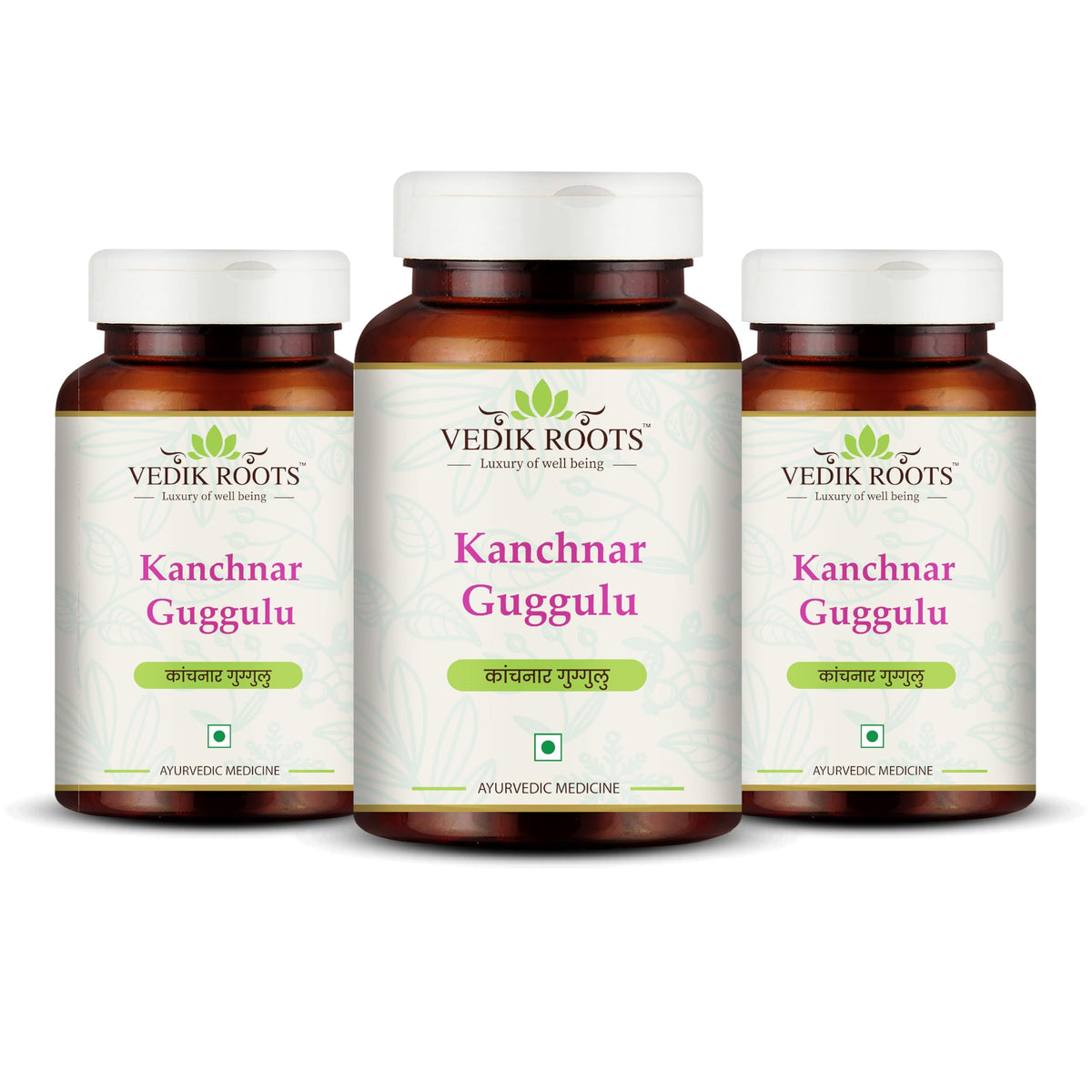 VEDIKROOTS Kanchnar Guggulu bottle and tablets for hormonal balance and thyroid support