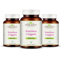 VEDIKROOTS Kanchnar Guggulu bottle and tablets for hormonal balance and thyroid support