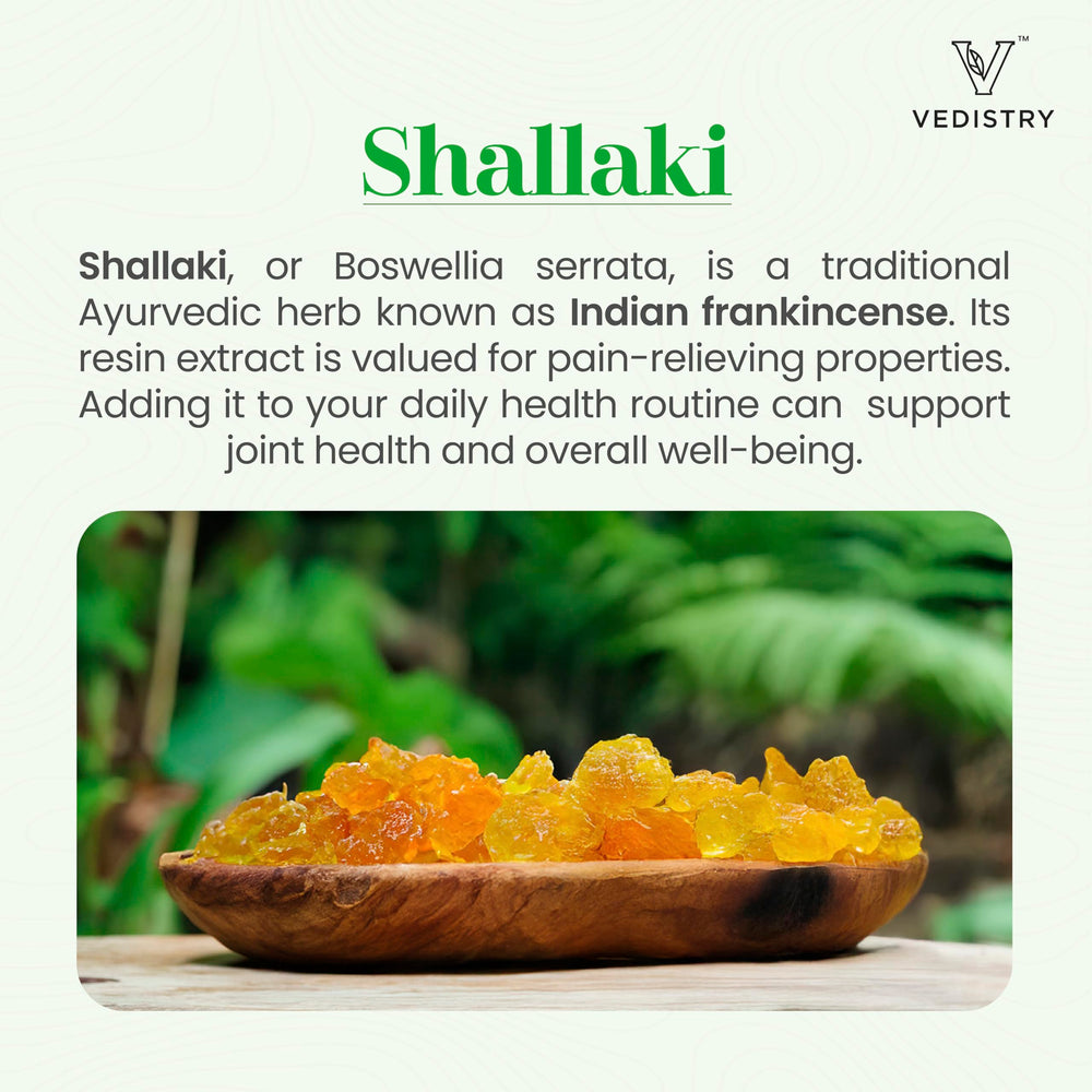 Vedistry Shallaki Boswellia label close-up showing ingredients and branding