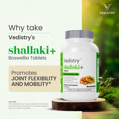 Vedistry Shallaki Boswellia tablets close-up showing compact daily form