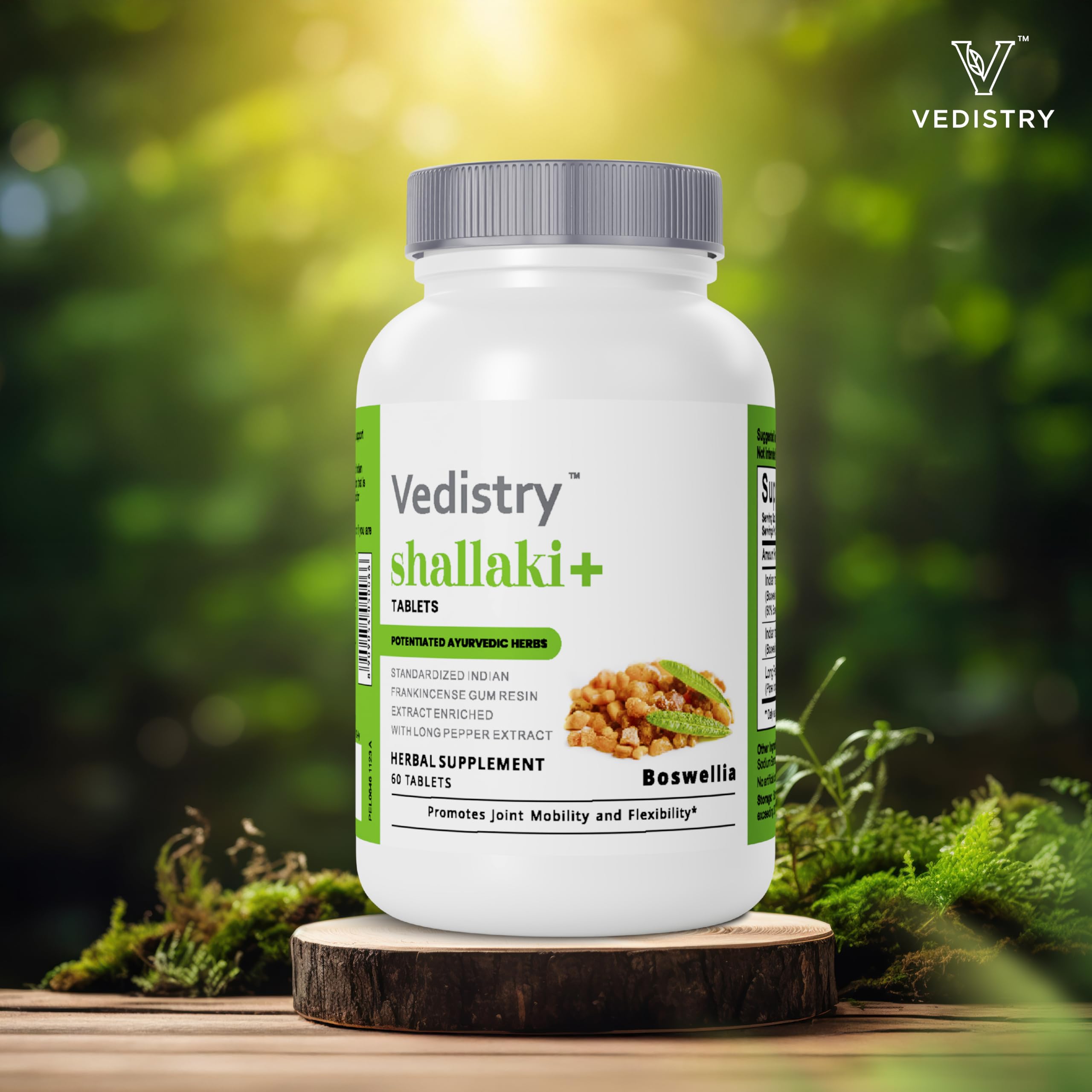 Vedistry Shallaki Boswellia WHO-GMP facility badge signals quality control
