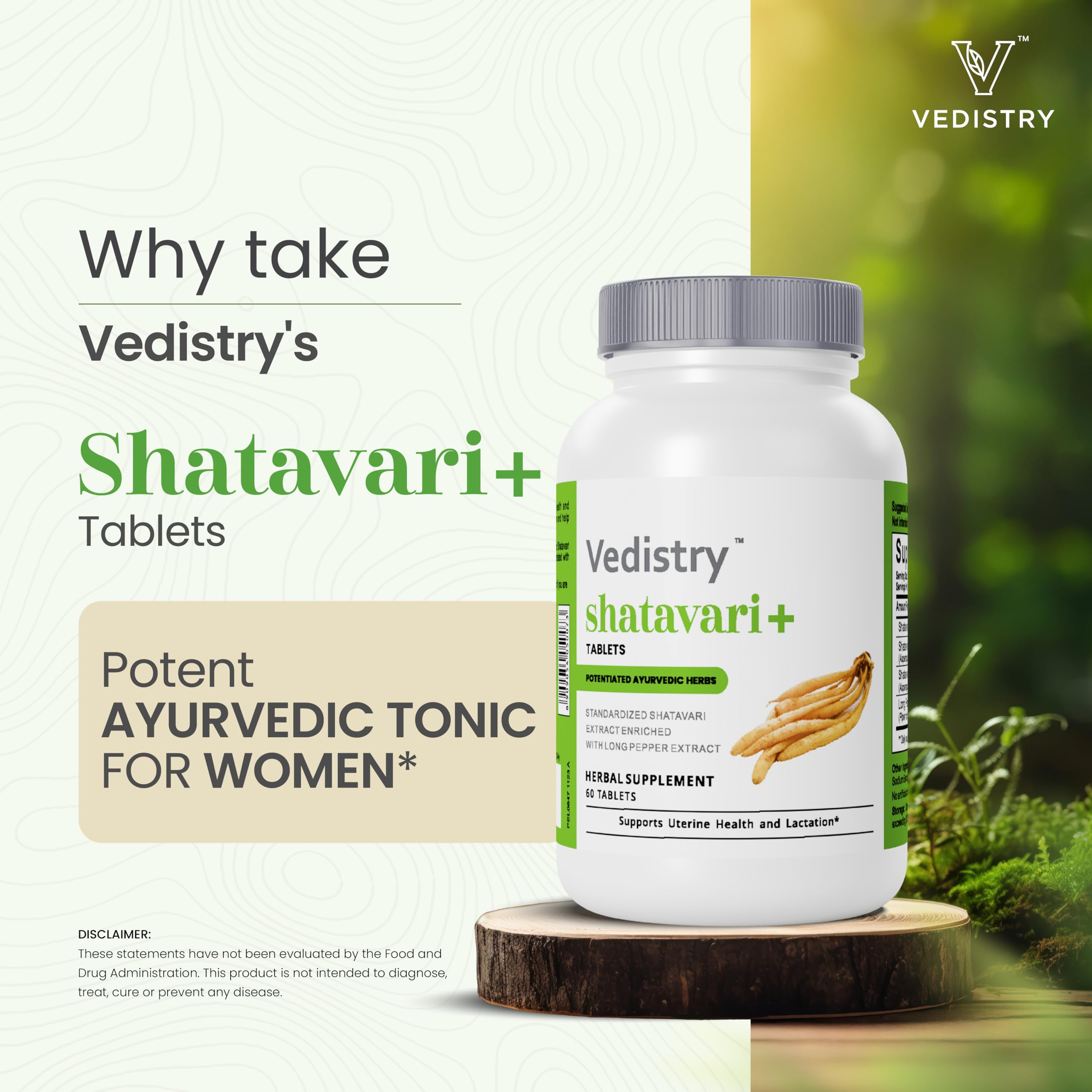 Vedistry Shatavari+ capsules ready for daily use.