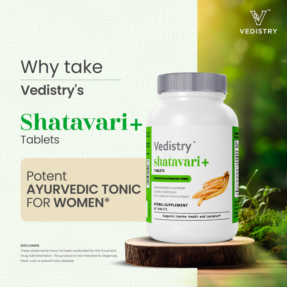 Vedistry Shatavari+ capsules ready for daily use.