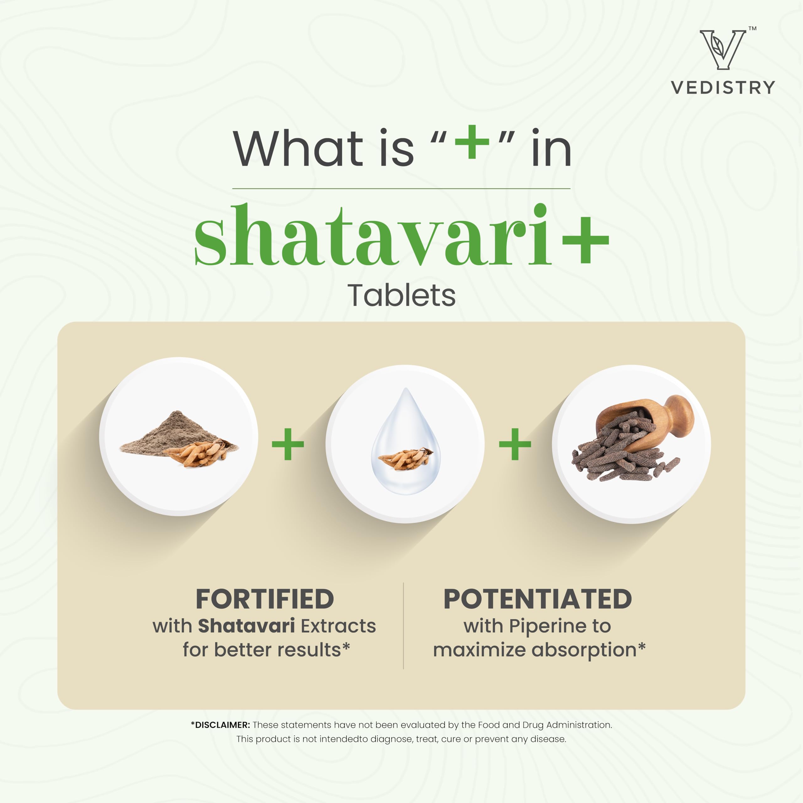 Vedistry Shatavari+ label front highlights vegan wellness option.