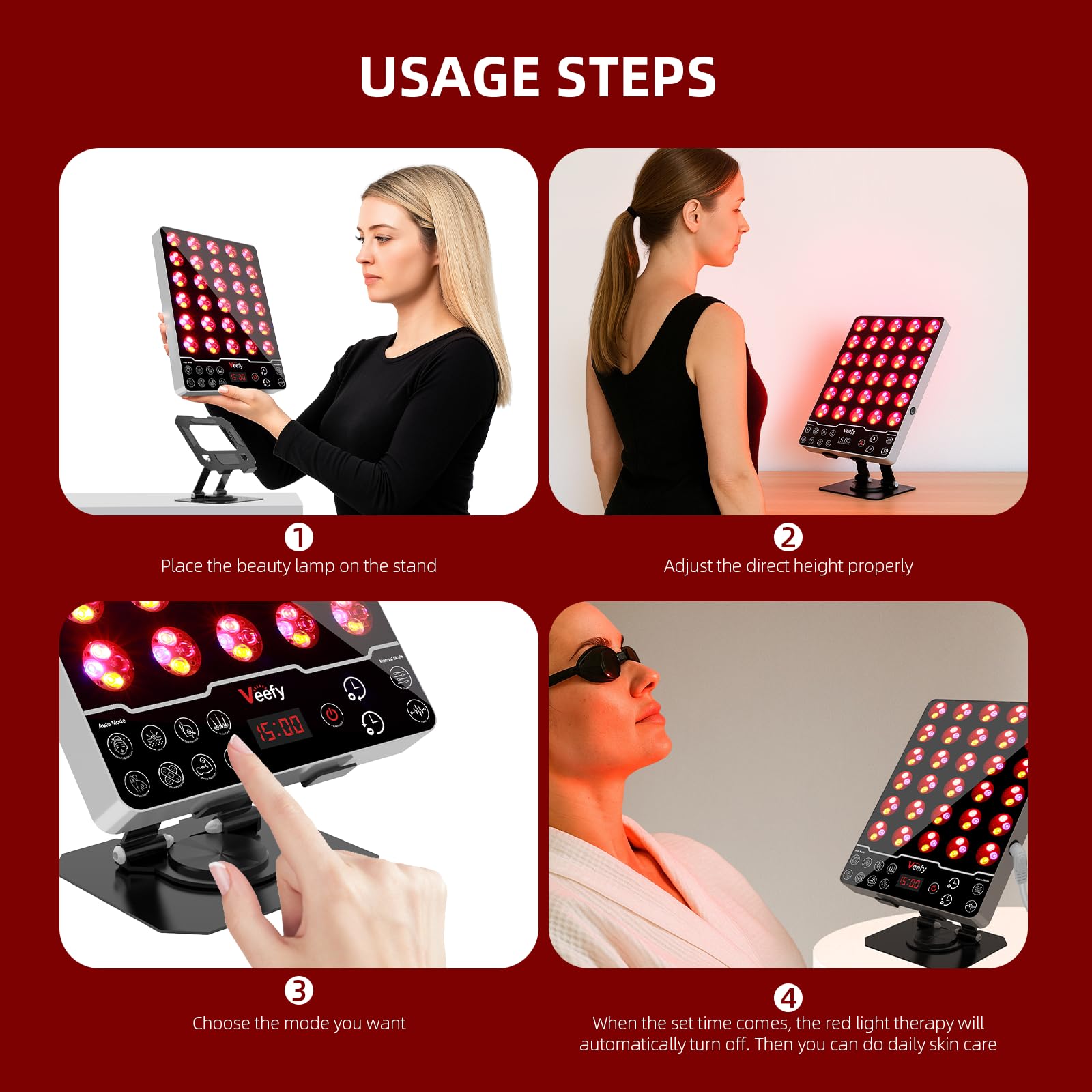 Veefy red light panel remote control for Auto and Manual modes.