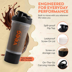 Veeg shaker dual mixing ball system blending smoothies and protein efficiently