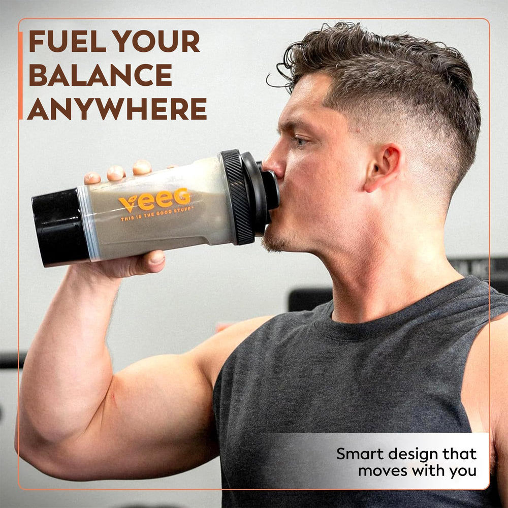 Veeg shaker ergonomic carry handle for easy access from gym to office