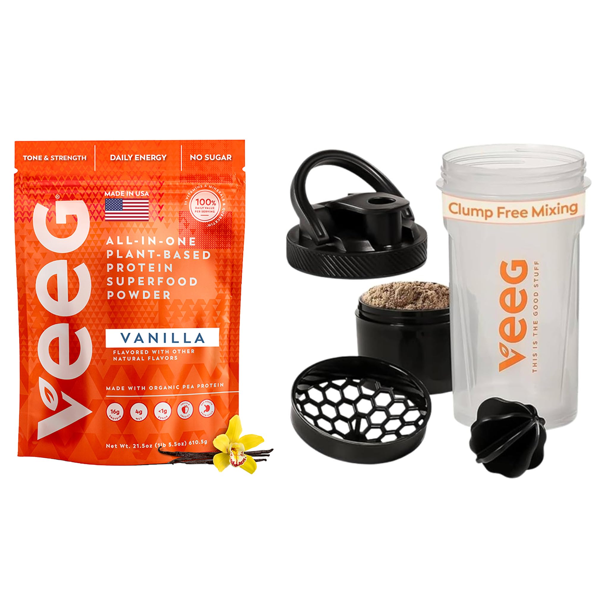 Veeg bottle features clear measurement marks for accurate servings