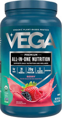 Vega One daily vitamin-mineral blend shows 50% DV from fruits and greens.