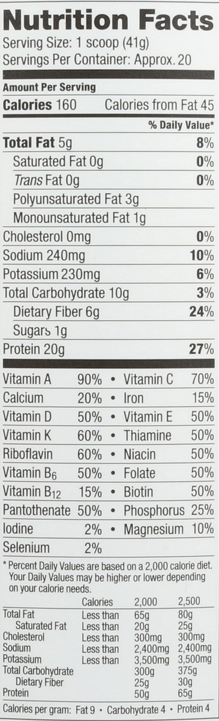 Close-up of Vega One greens and vitamins illustrating blended nutrition.