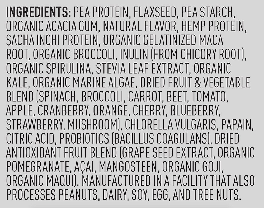 Vega One non-GMO vegan label signals clean, dairy-free nutrition.