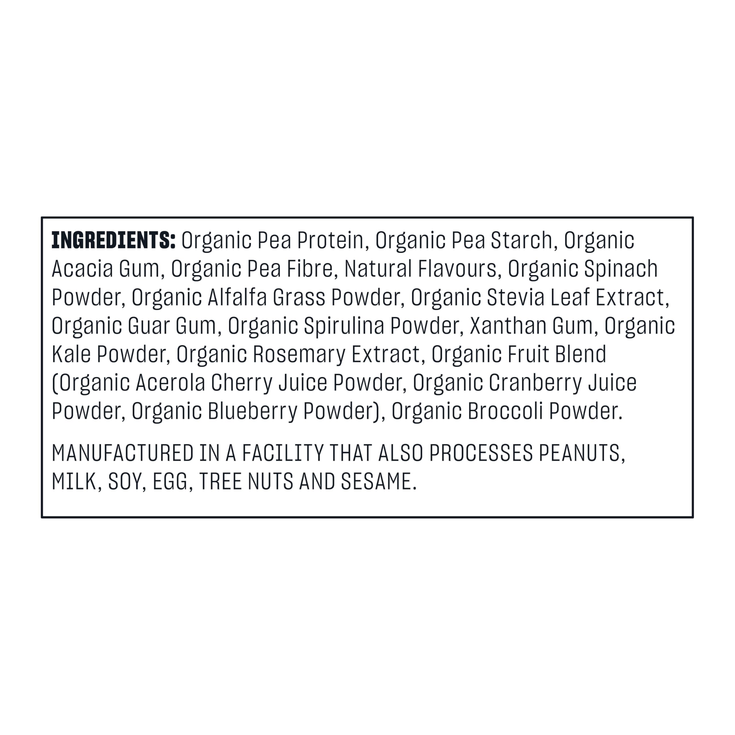 Vega Organic Protein & Greens ingredients bowl highlights greens and vitamins