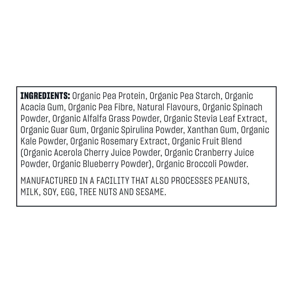 Vega Organic Protein & Greens ingredients bowl highlights greens and vitamins