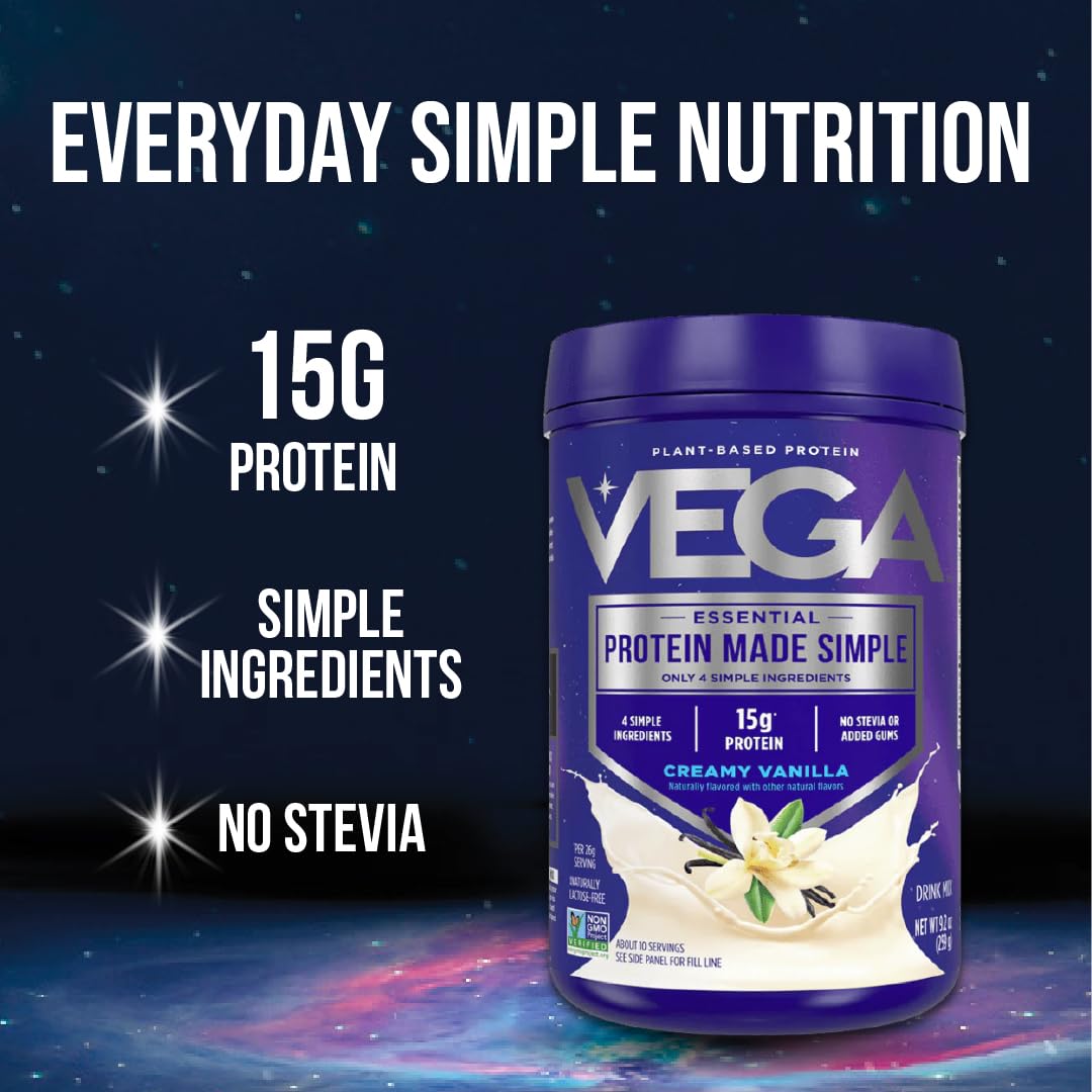 Vega Protein Made Simple strawberry banana tub perfect for breakfast blends