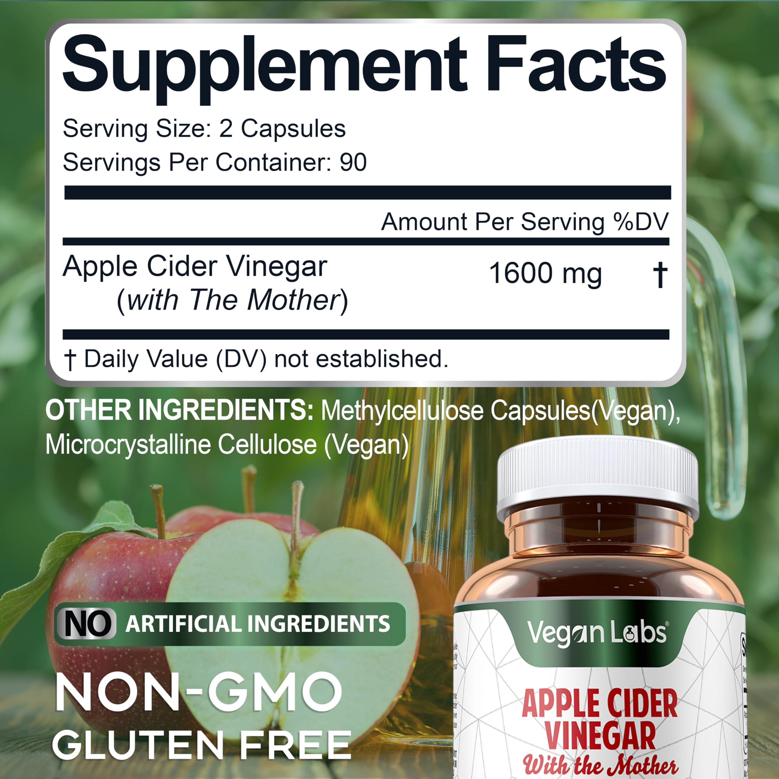 ACV capsules from Vegan Labs on a kitchen counter for convenient routine.