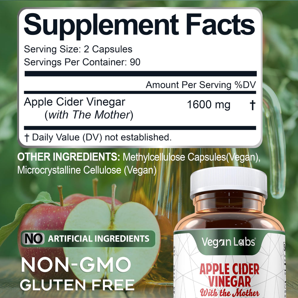 ACV capsules from Vegan Labs on a kitchen counter for convenient routine.