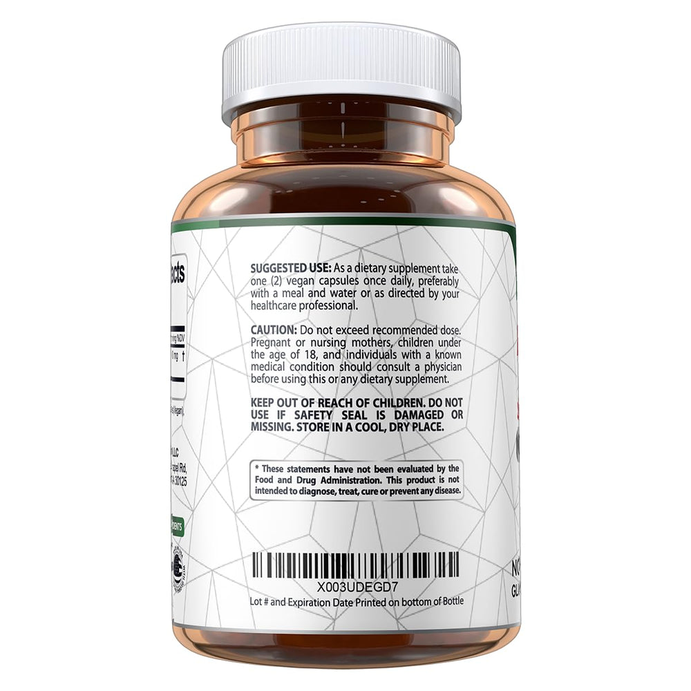 Packaging for Vegan Labs Apple Cider Vinegar Capsules highlights vegan ingredients.