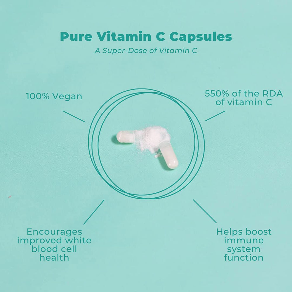Vegan Life Nutrition illustration of white blood cells with Vitamin C for cell health concept.