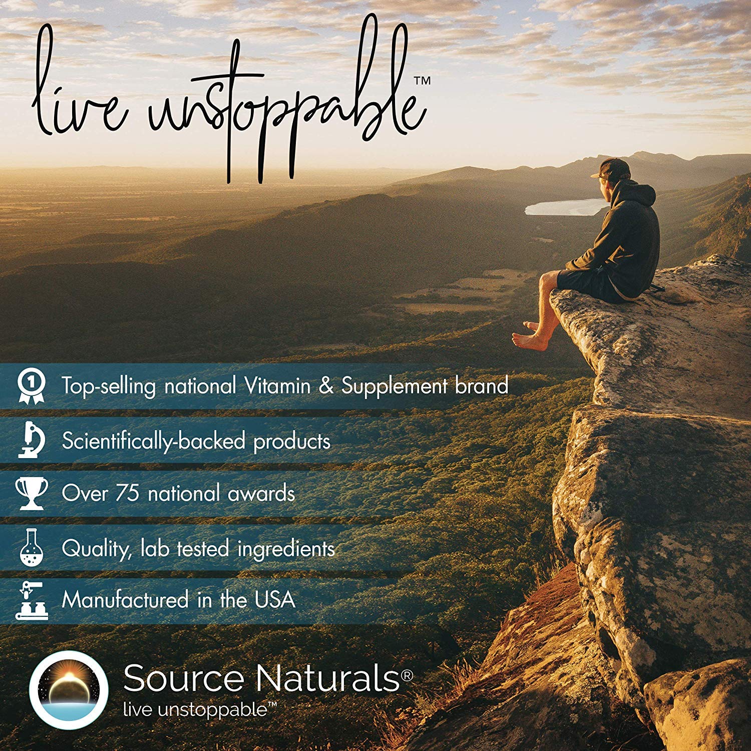 Vegan and Non-GMO certification labels on Source Naturals product.