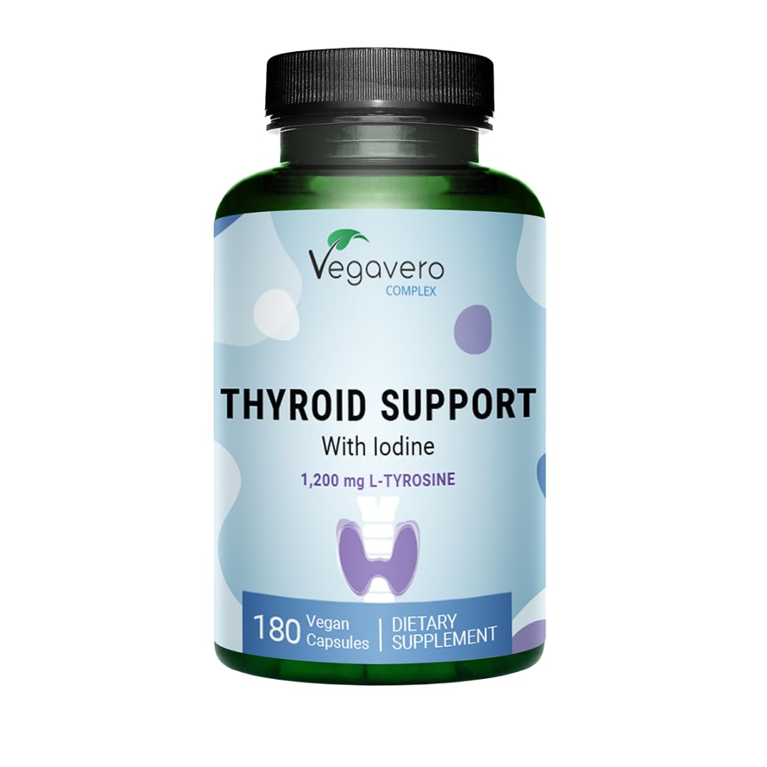 Vegavero Thyroid Support bottle front view for daily wellness.