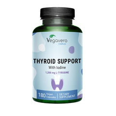 Vegavero Thyroid Support bottle front view for daily wellness.
