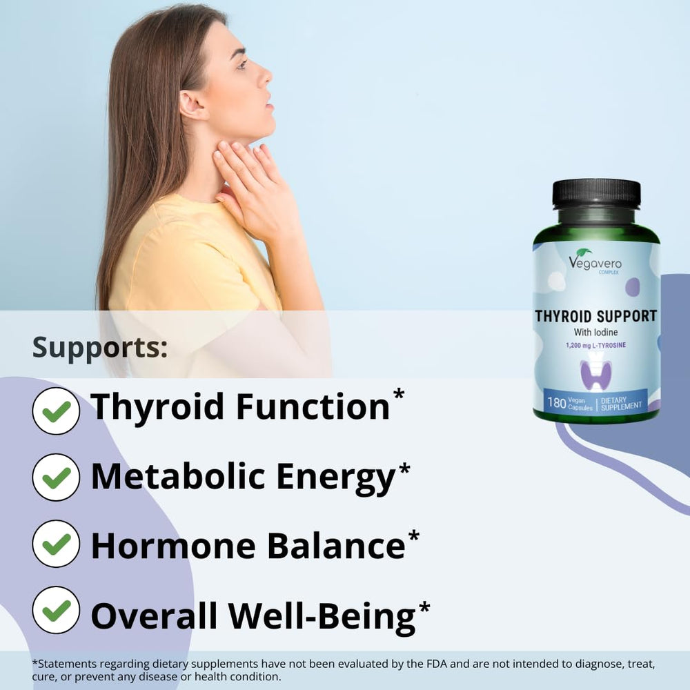 Vegavero Thyroid Support capsules ready for easy daily intake and energy support.