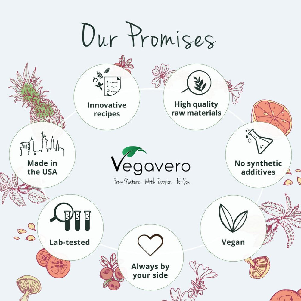 Vegavero Thyroid Support vegan formulation packaging promoting additive-free nutrition.
