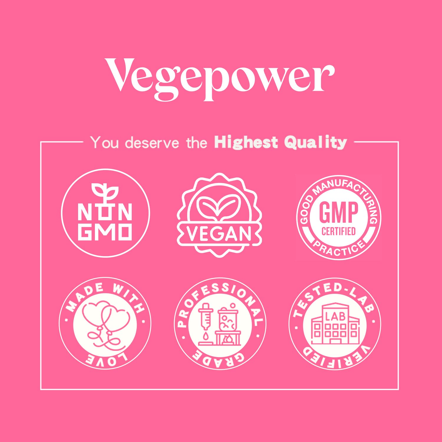 VEGEPOWER calidad verificada y controles de calidad para pureza