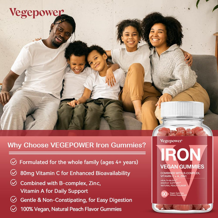 vegepower daily-dose iron supplement in peach flavor for busy mornings