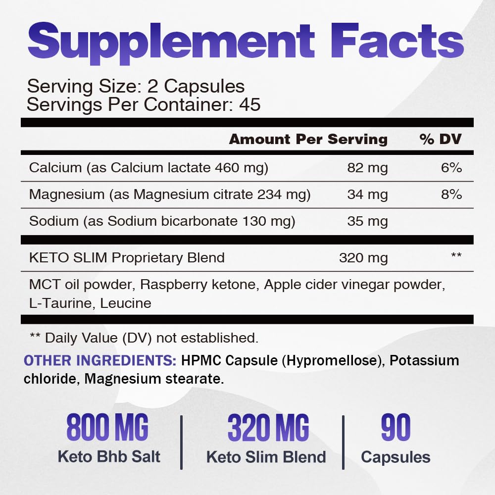 VEGEPOWER Keto Pills ingredients list featuring MCT, ACV, plant-based formula