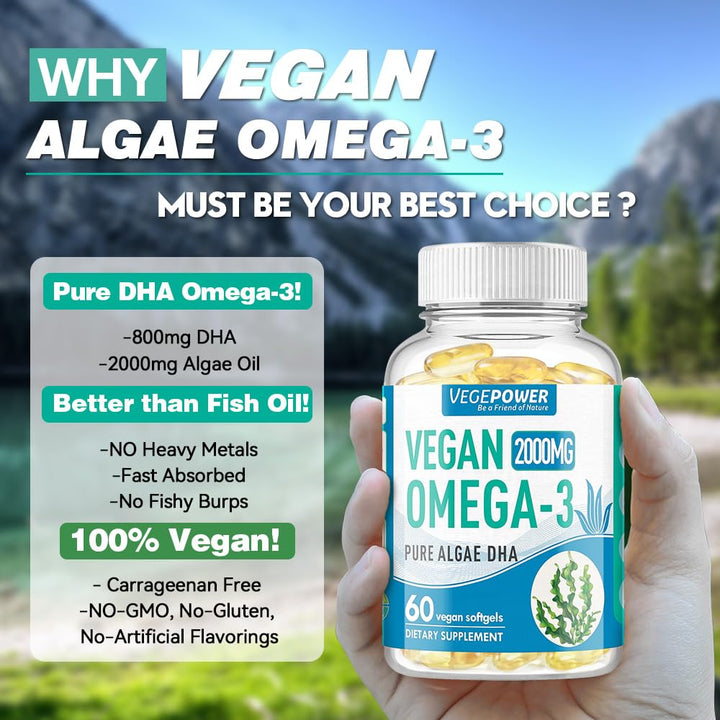 VEGEPOWER DHA softgel close-up showing potency and vegan source