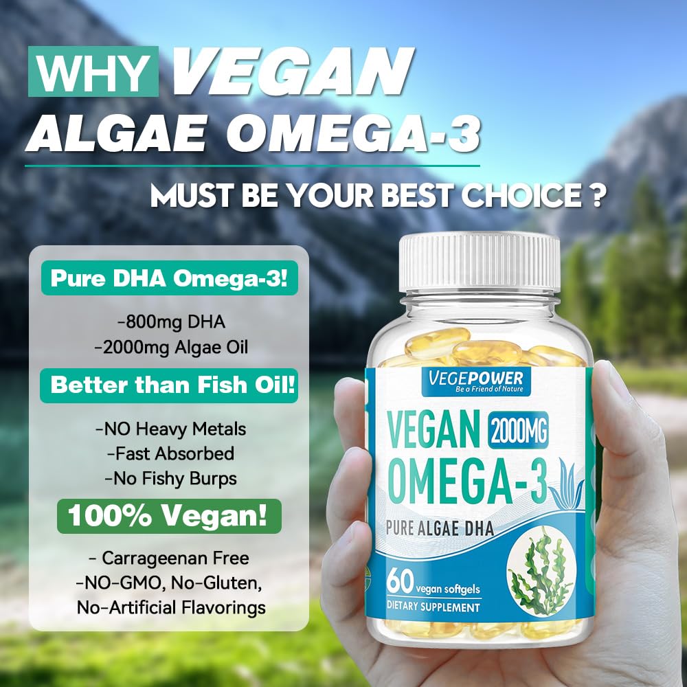 VEGEPOWER DHA softgel close-up showing potency and vegan source