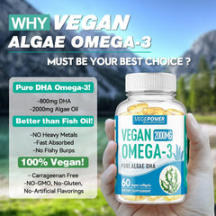 VEGEPOWER DHA softgel close-up showing potency and vegan source
