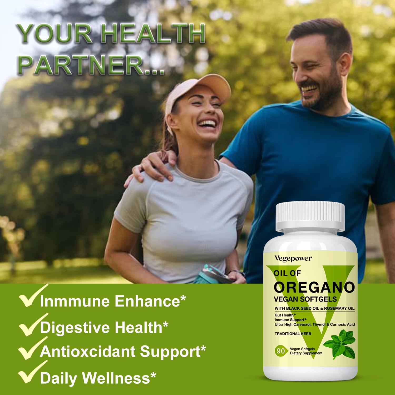 VEGEPOWER with vitamin A and rosemary for skin support.