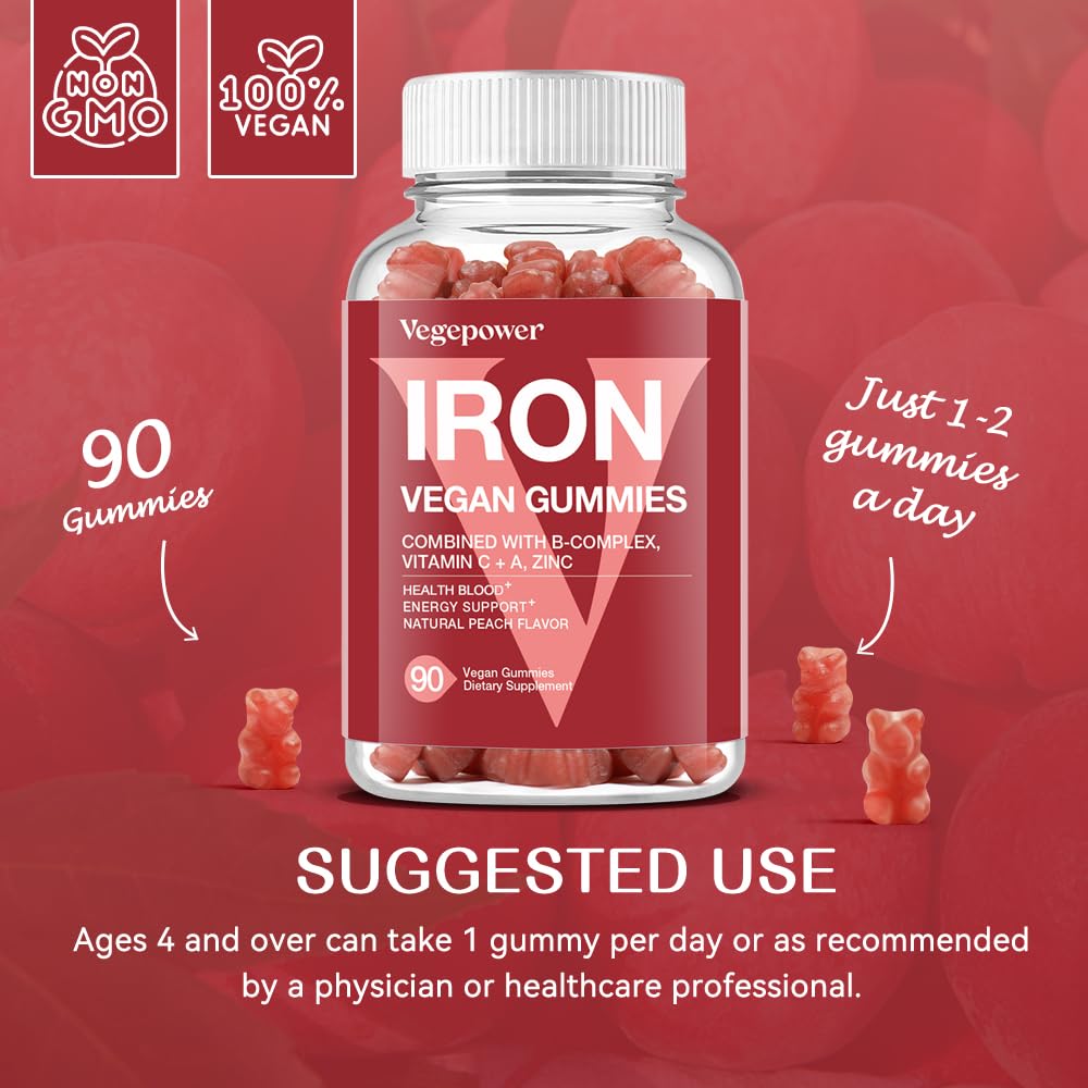 vegepower vitamin-c-b-complex-iron gummies promote iron absorption and vitality