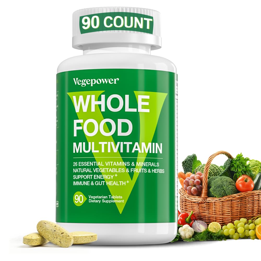 VEGEPOWER vegan whole food multivitamin bottle for daily wellness.