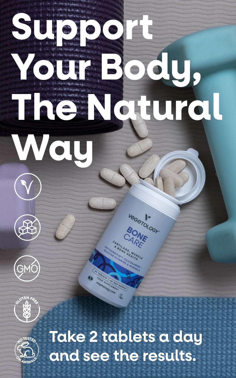 VEGETOLOGY Bone Care phytodroitin ingredient closeup plant-based option
