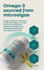 Lab-grown microalgae origin on VEGETOLOGY label for sustainability