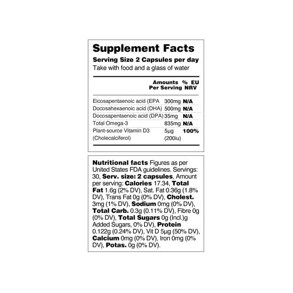 Vegan-friendly VEGETOLOGY omega-3 capsules for vegetarians and fish allergy sufferers
