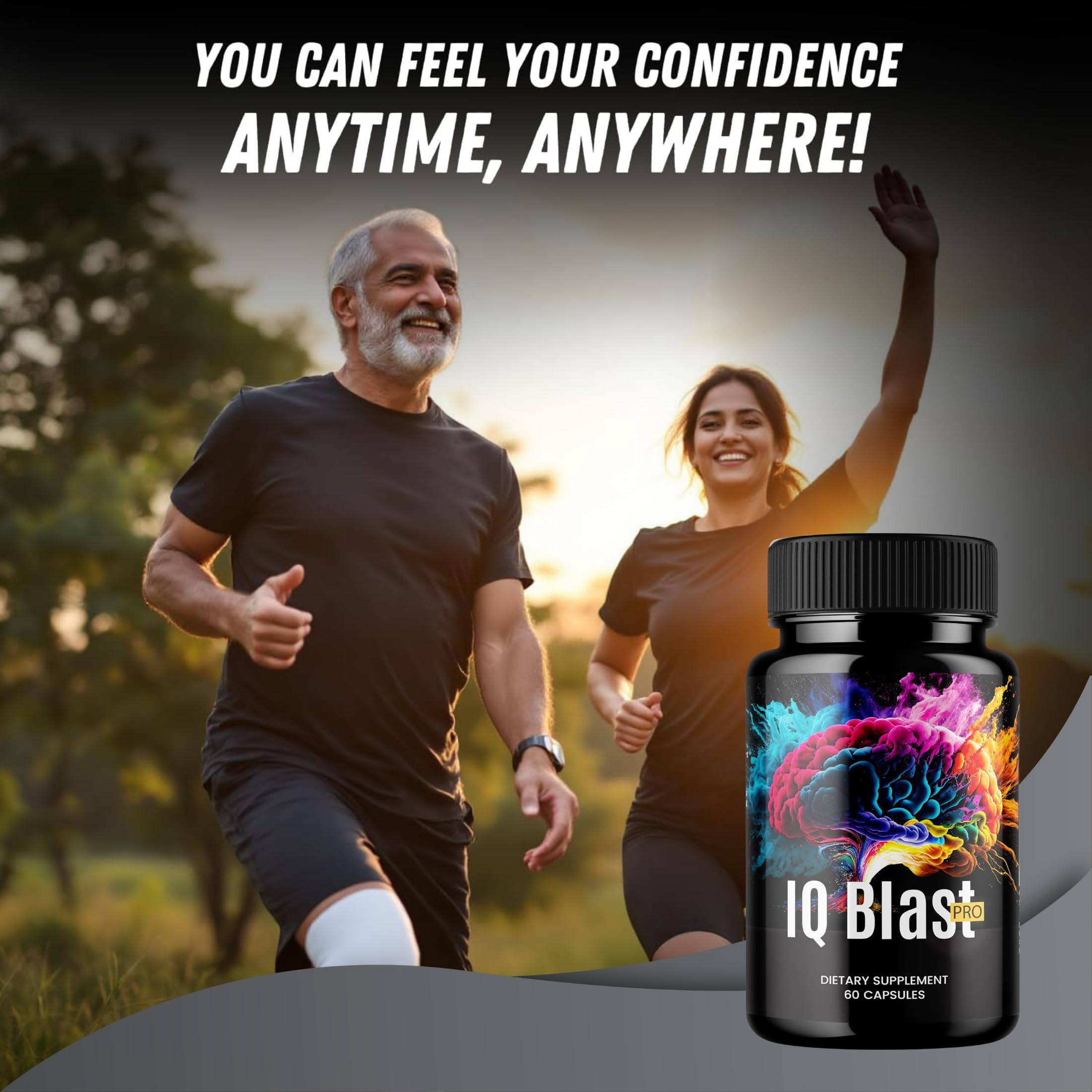 Close-up of IQ Blast Plus capsules, convenient daily capsules