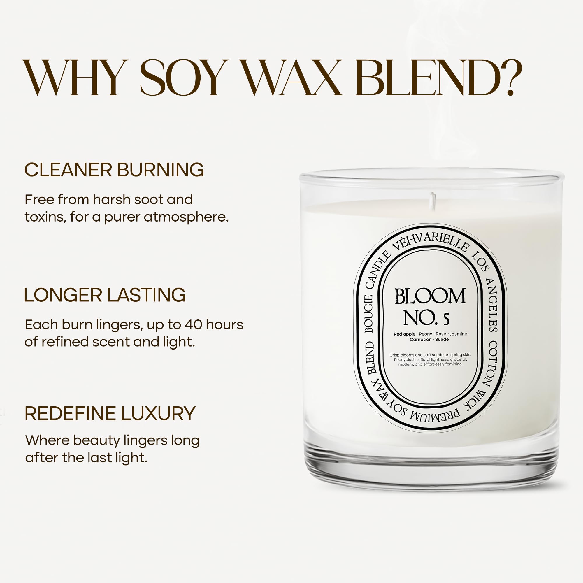 Véhvarielle Bloom No. 5 candle in a living room setup creating a cozy atmosphere.