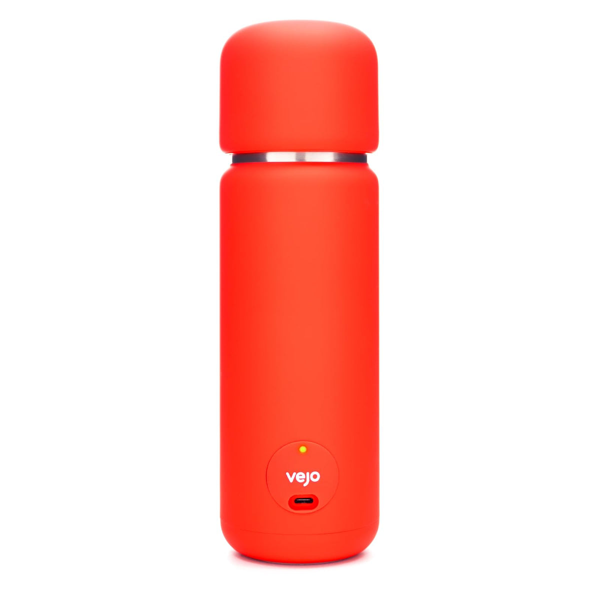 Vejo 12oz electric shaker bottle front view for quick, clump-free shakes.