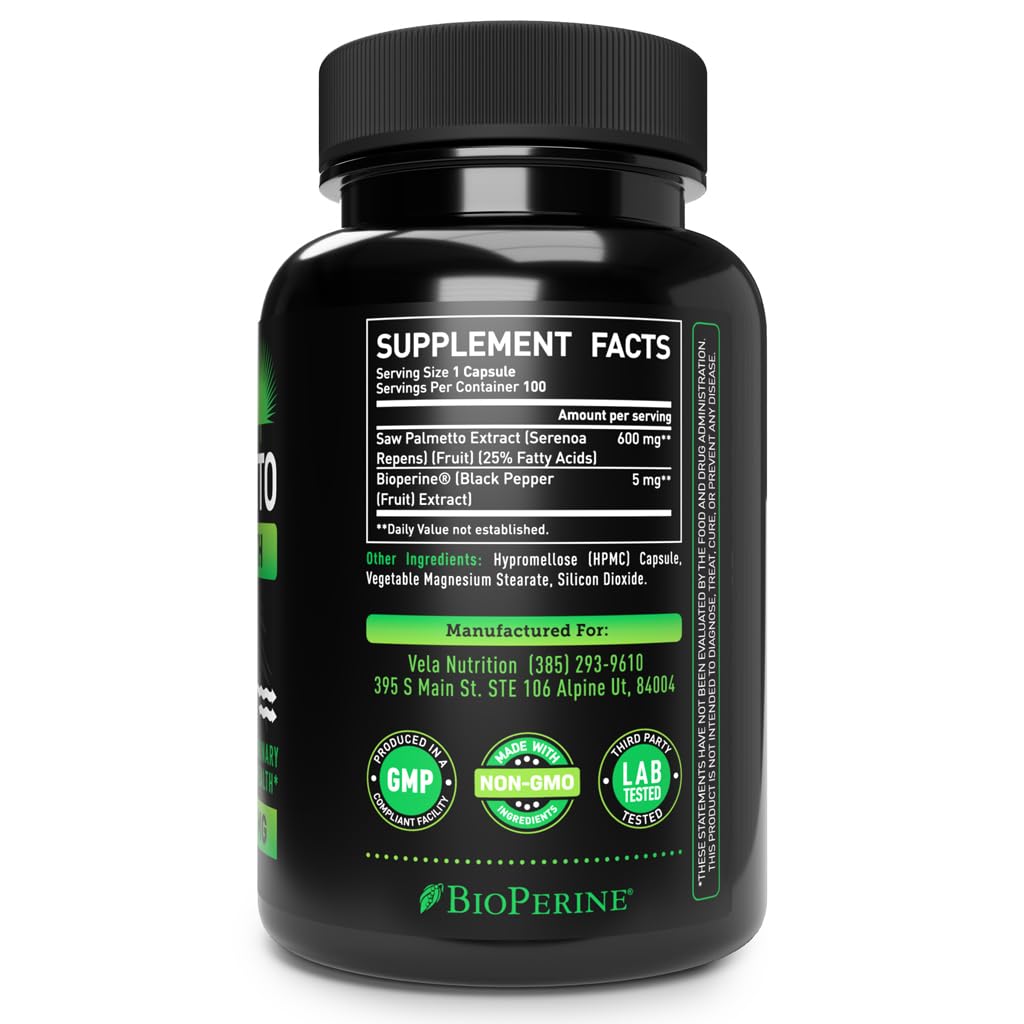 Véla Saw Palmetto with Bioperine absorption enhancement