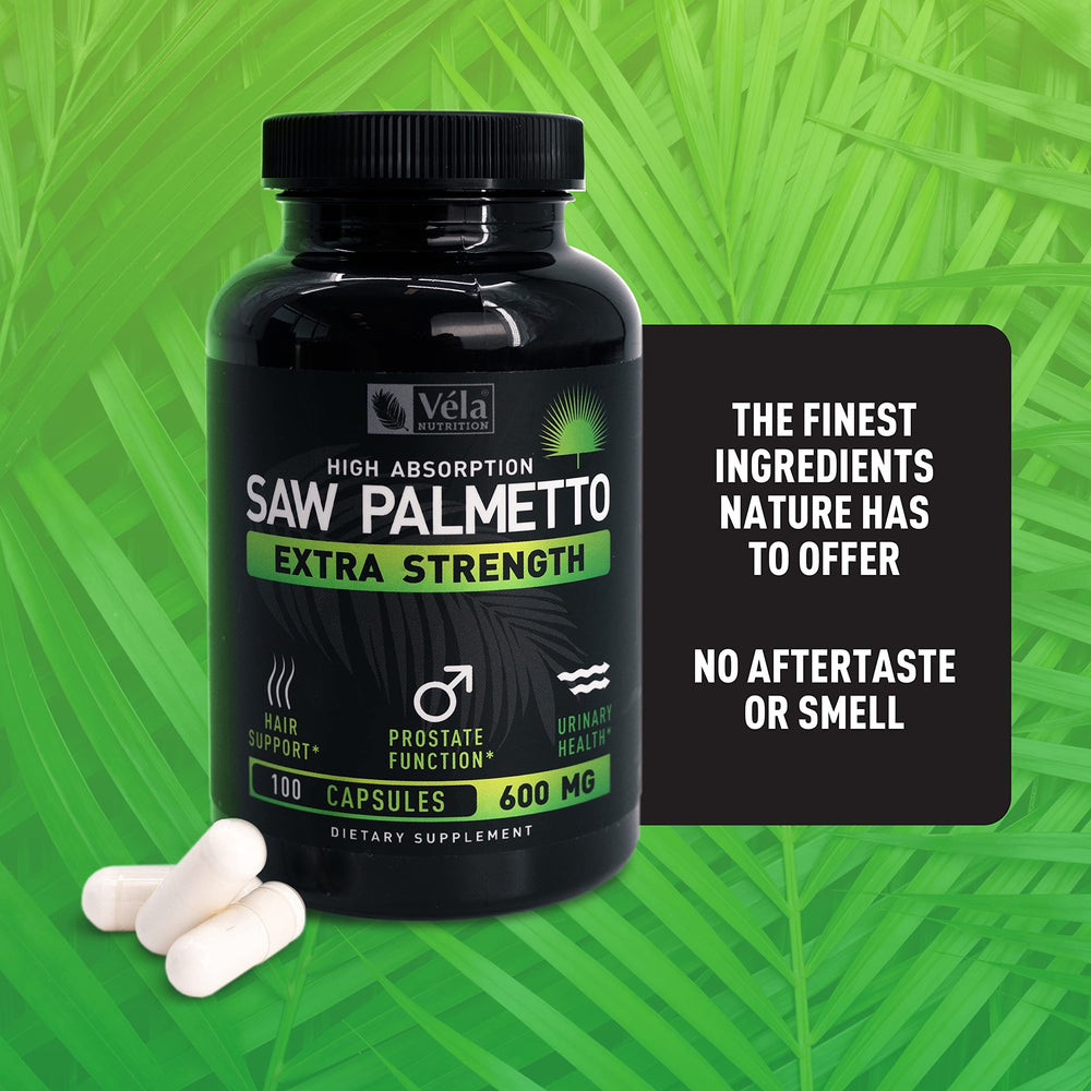 Véla Saw Palmetto morning routine imagery suggesting easy daily use