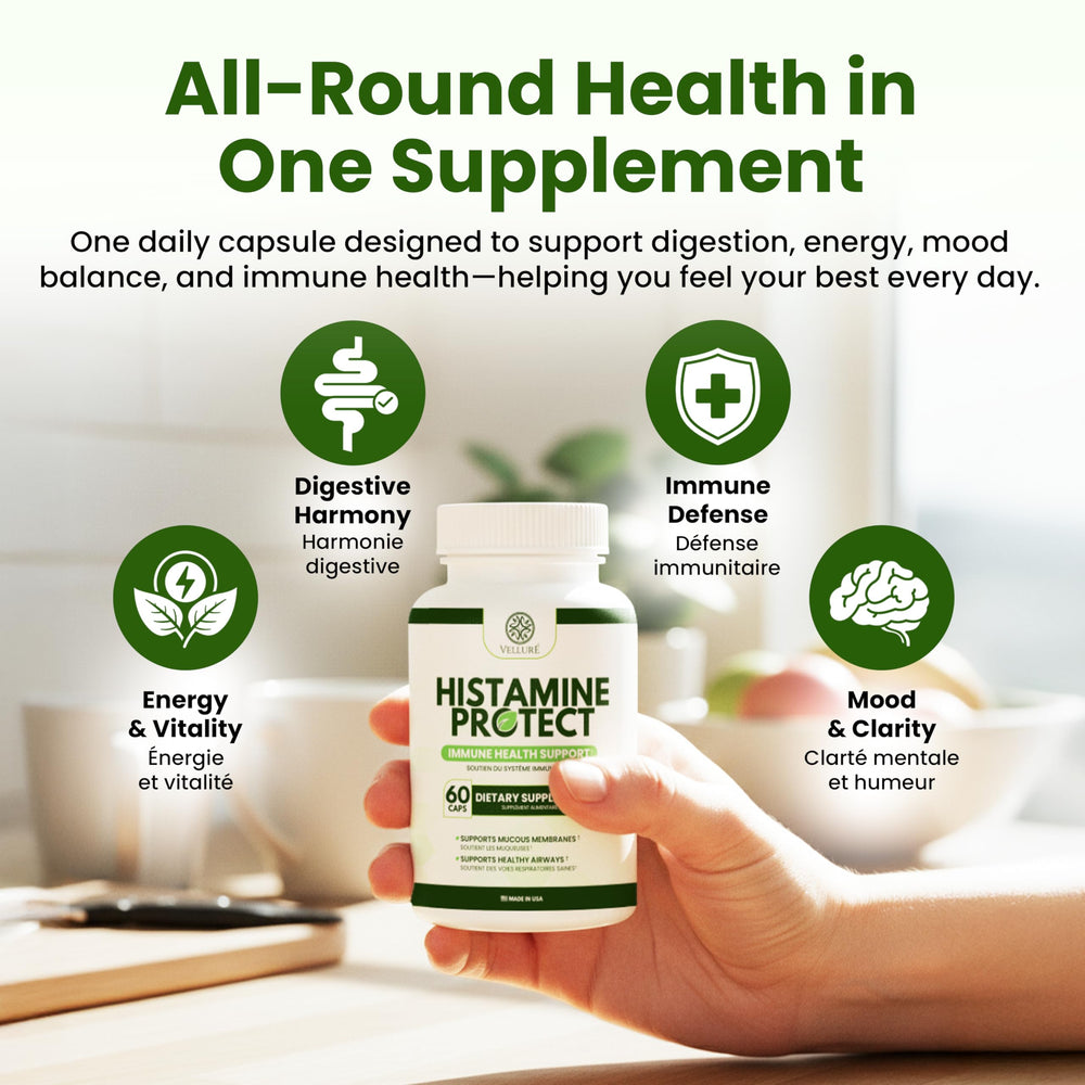 Velluré Histamine Protect DAO enzyme closeup conveys potency for digestion