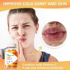 Velna zivs Lysine gummies packaging box emphasizes non-GMO 60-count value.
