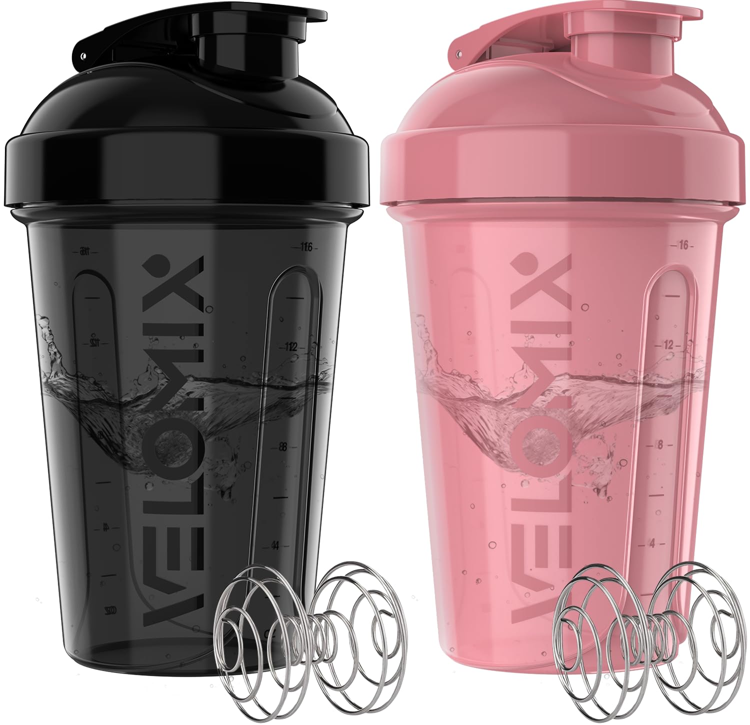 VELOMIX 2-pack shakers pink and black for versatile workouts