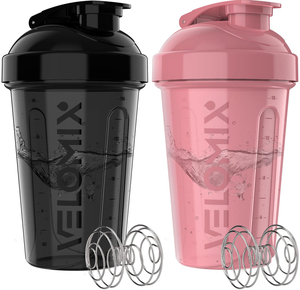 VELOMIX 2-pack shakers pink and black for versatile workouts