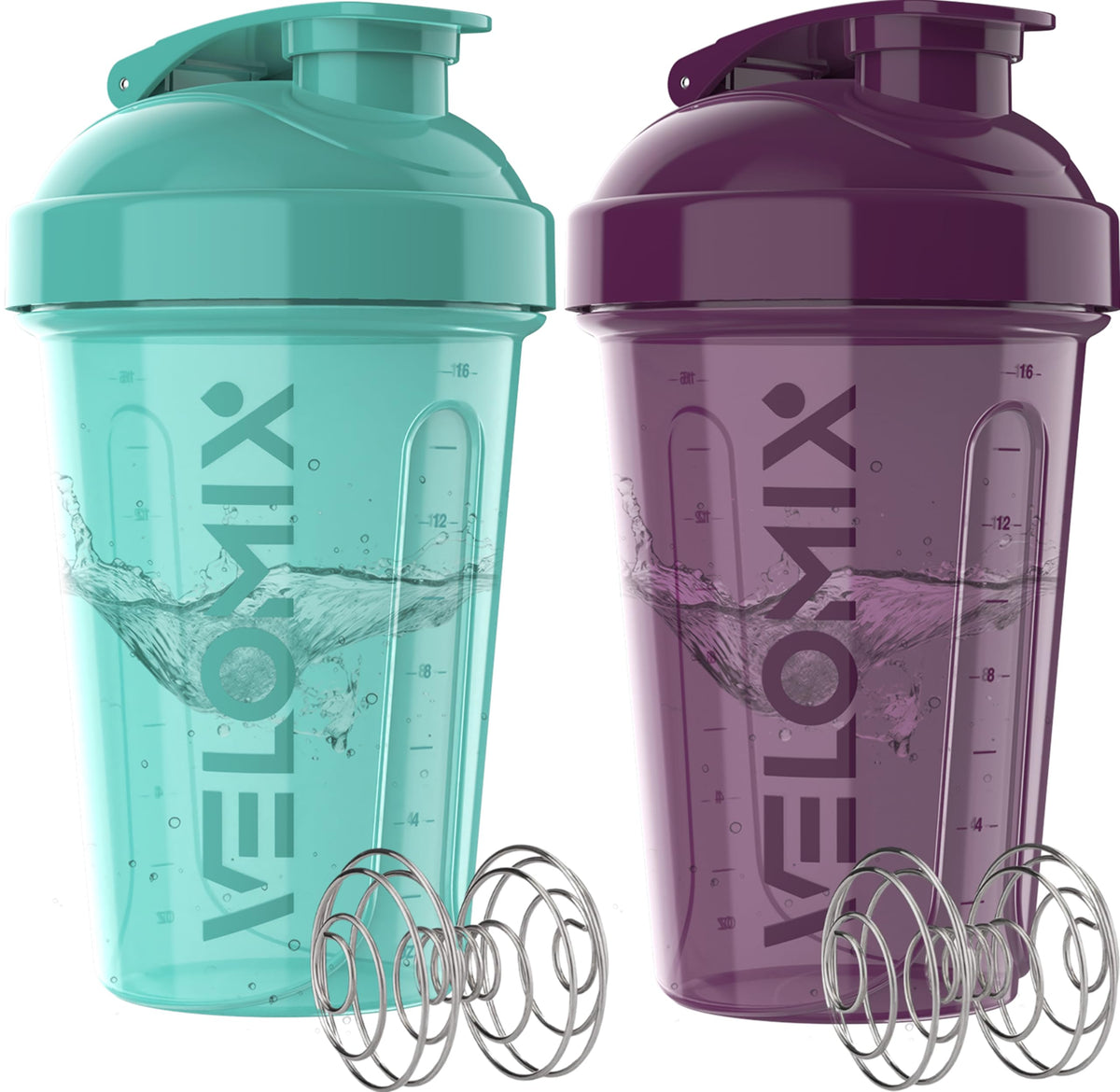 Velomix 20oz protein shaker bottle in Midnight Aqua for smooth mixes on the go.