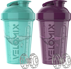 Velomix 20oz protein shaker bottle in Midnight Aqua for smooth mixes on the go.